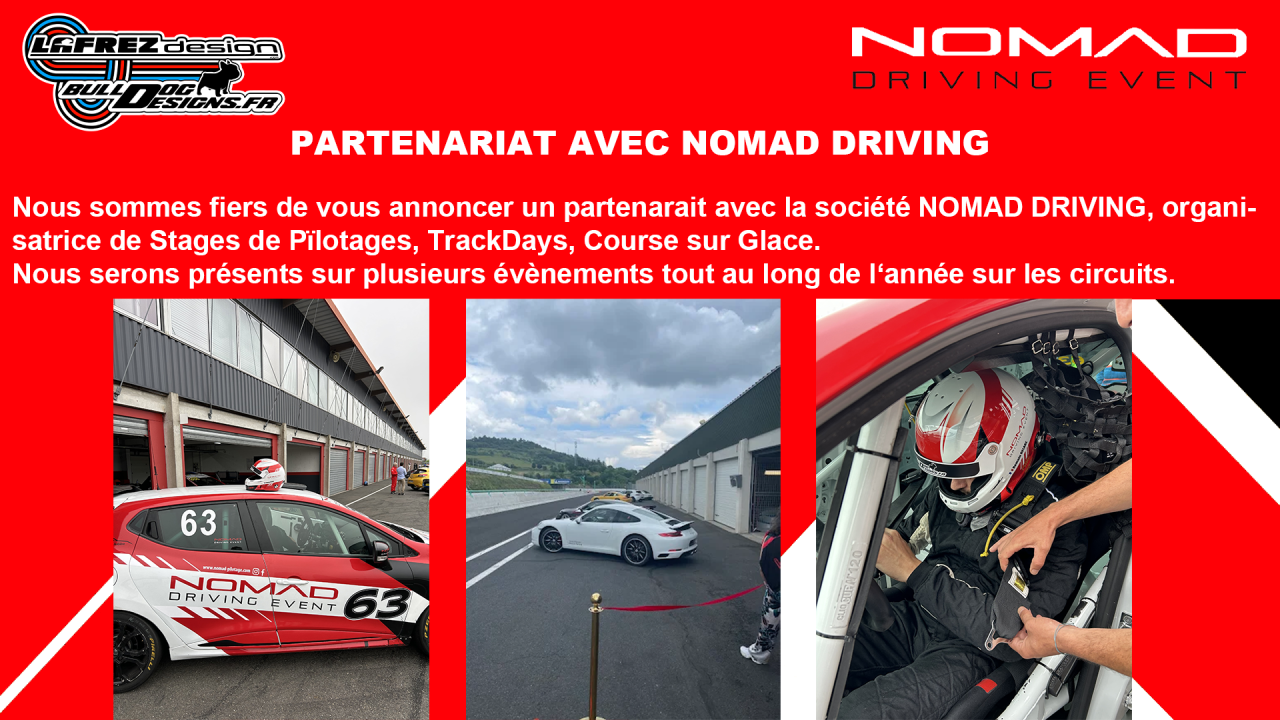 Pilote Nomad Driving et casque Bulldog Designs & Lafrez Design
