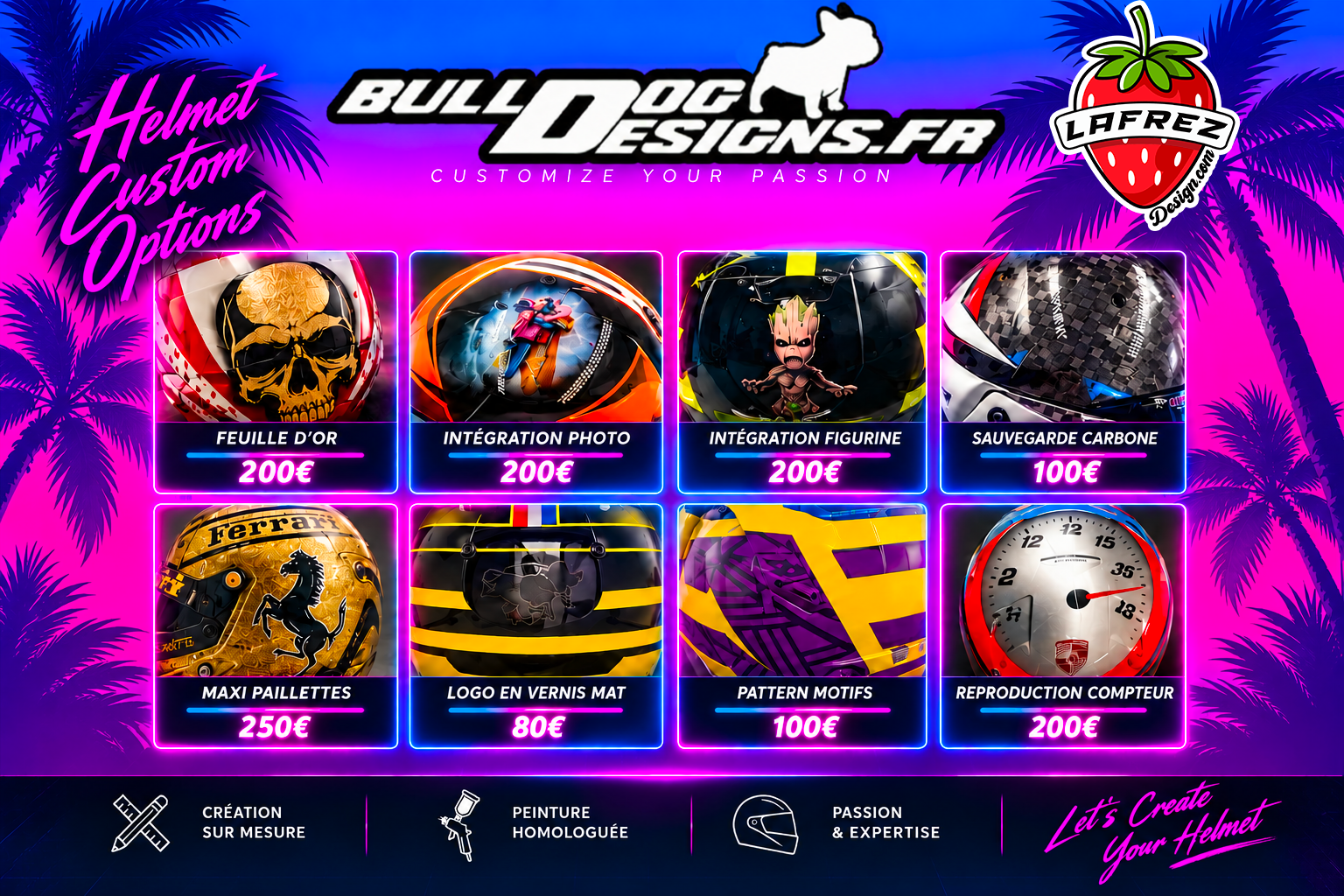 Options de personnalisation des casques Bulldog Designs